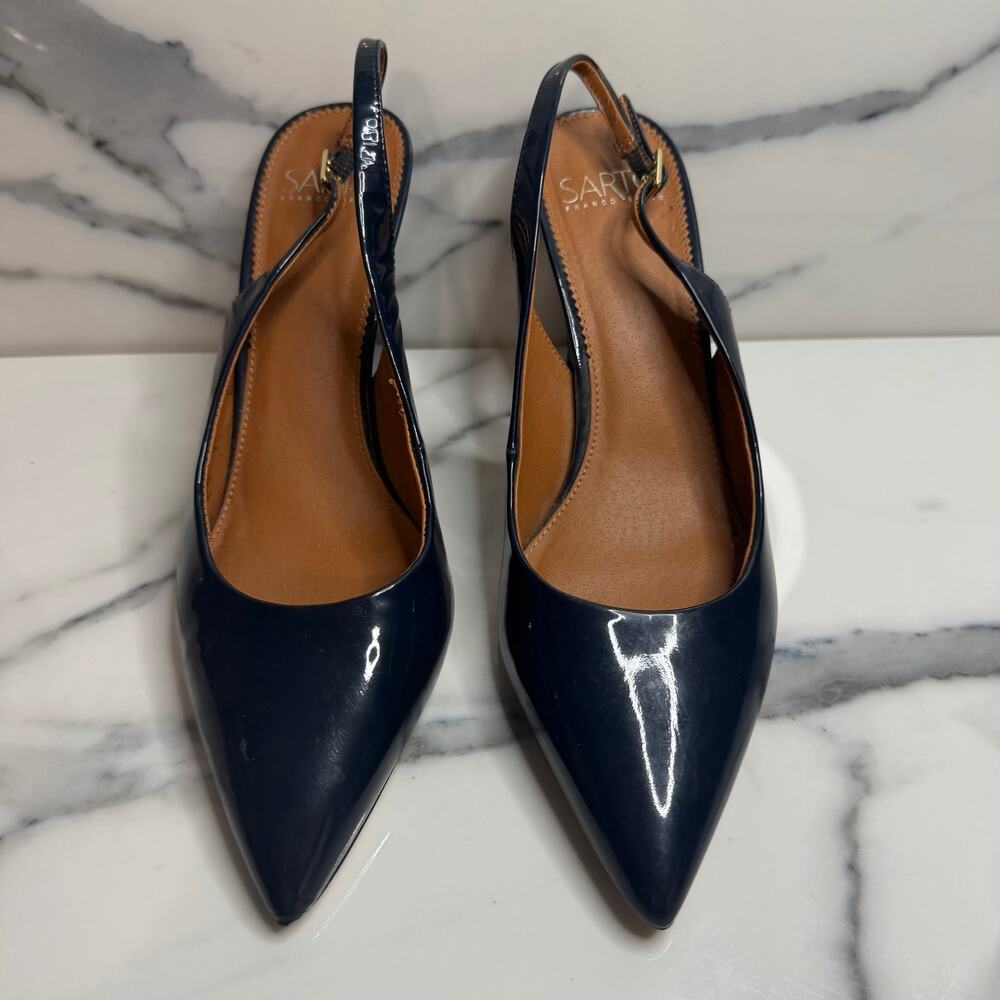 Franco Sarto Women's Blue Patent Leather Sophie Slingback Sophie Pumps Sz 9.5 - Picture 2 of 8